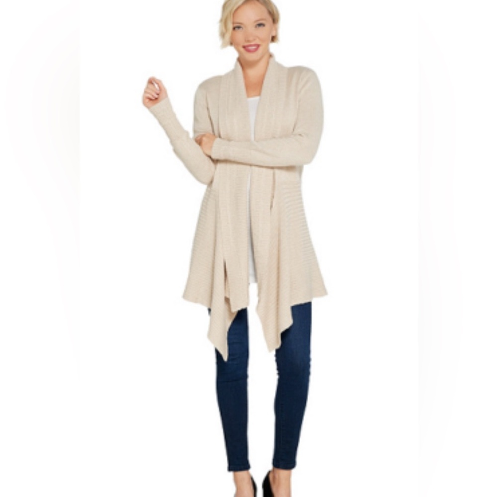 Express Women's Cream Open Front Cardigan